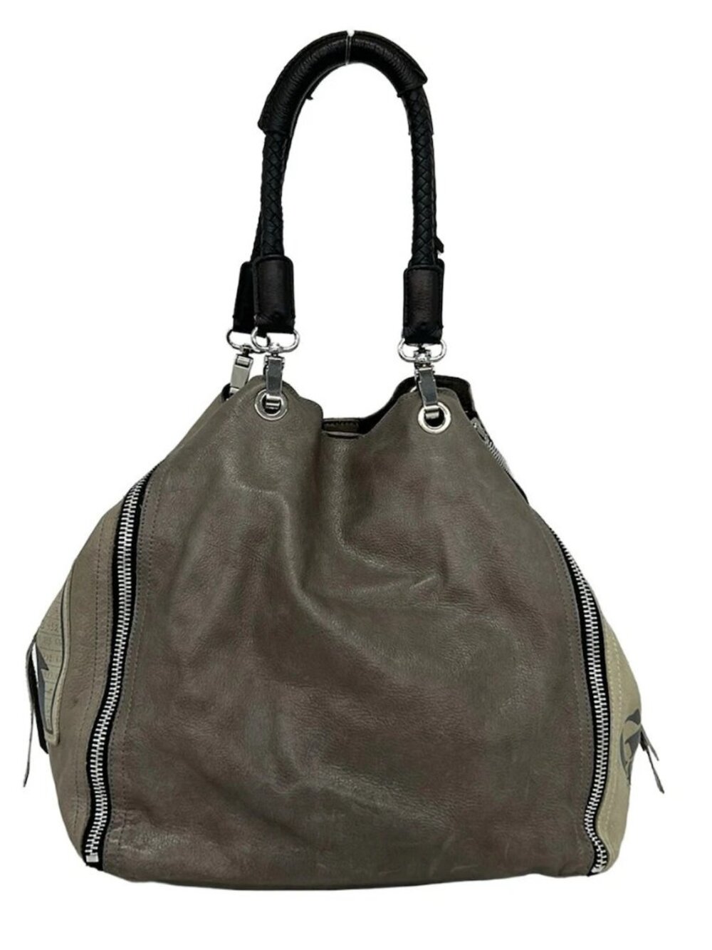 barbara rihl Beige Gray Black Multi Leather Hardware Tote Bag - Picture 3 of 16